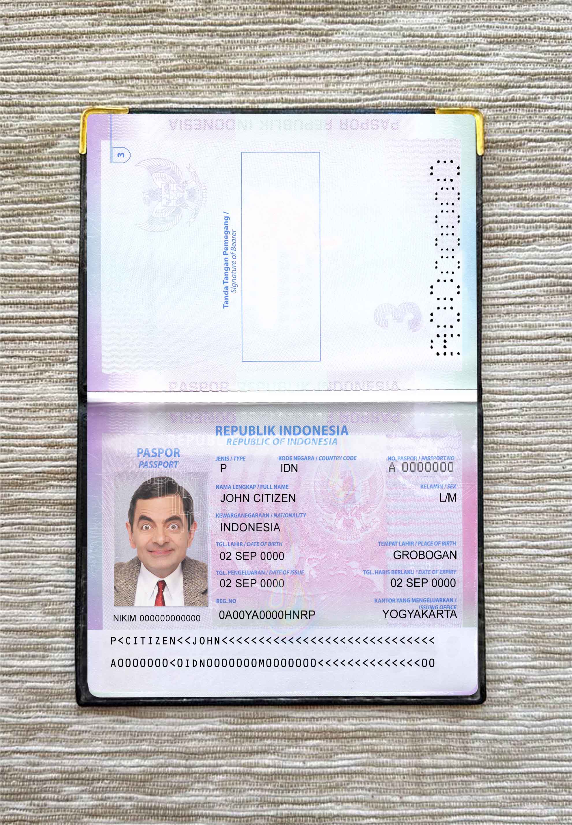 Indonesia passport version 2 photo lokk PSD template